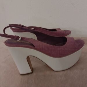 Sergio Rossi Purple and White Platform Heels